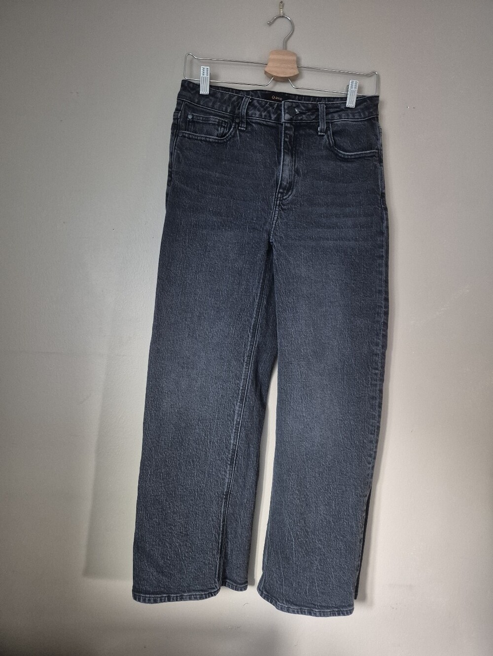Quince Bella Stretch Relaxed Straight Jeans Charcoal Black Size 28x28